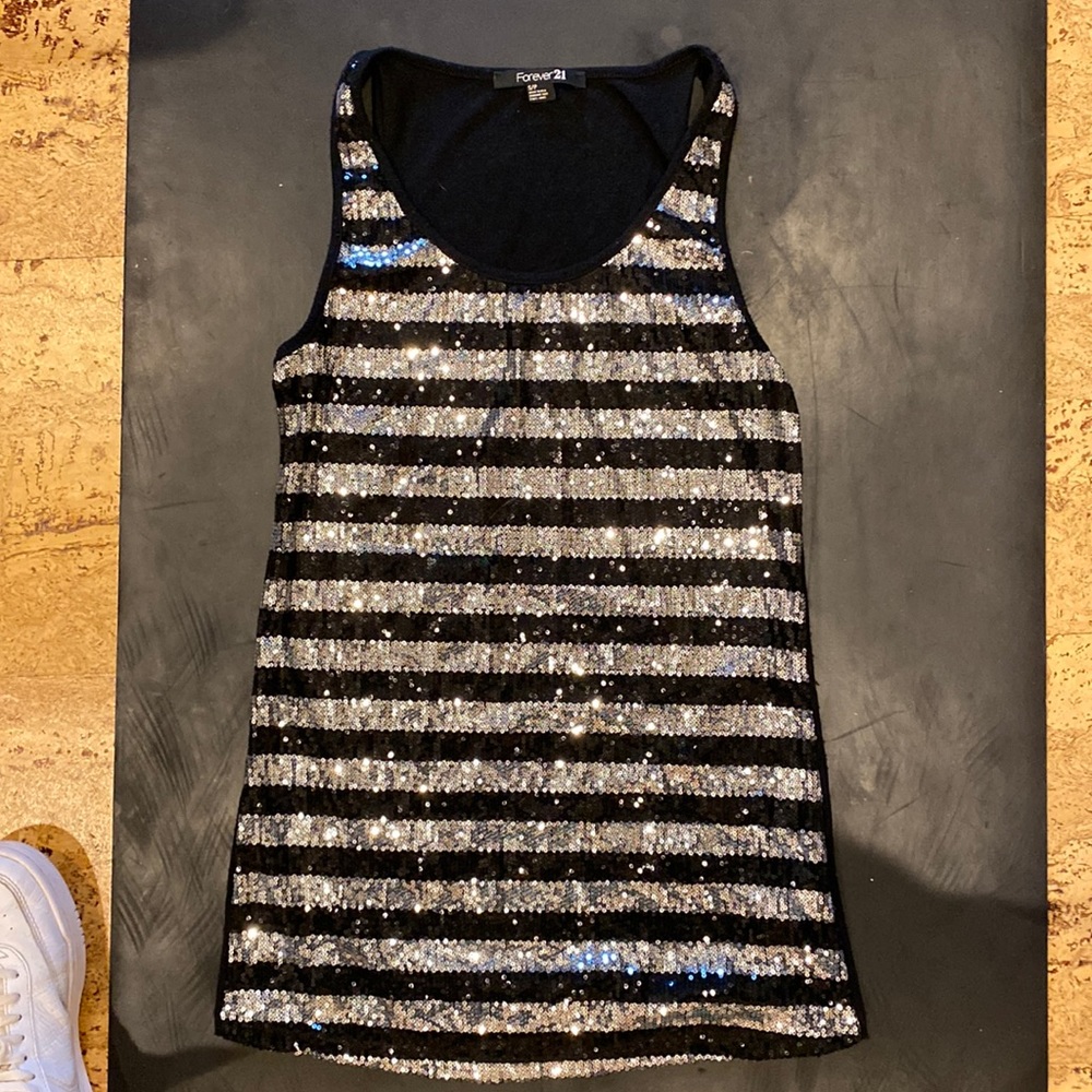 Glitter striped tank top.